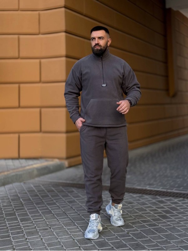 Чоловічий  флiсовий костюм графiтового кольору 35066