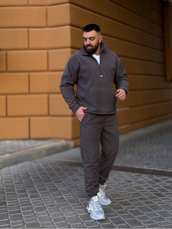 Чоловічий  флiсовий костюм графiтового кольору 35066
