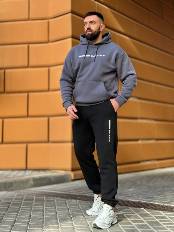 Теплий чоловічий костюм графiтового кольору 35067