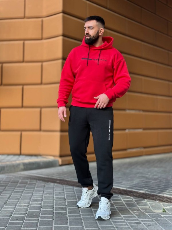 Теплий чоловічий костюм червоного кольору 35068