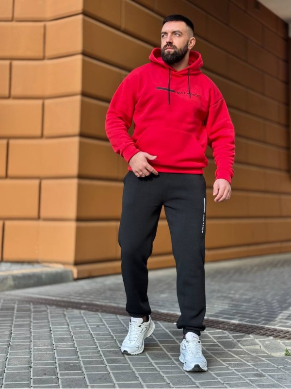 Теплий чоловічий костюм червоного кольору 35068