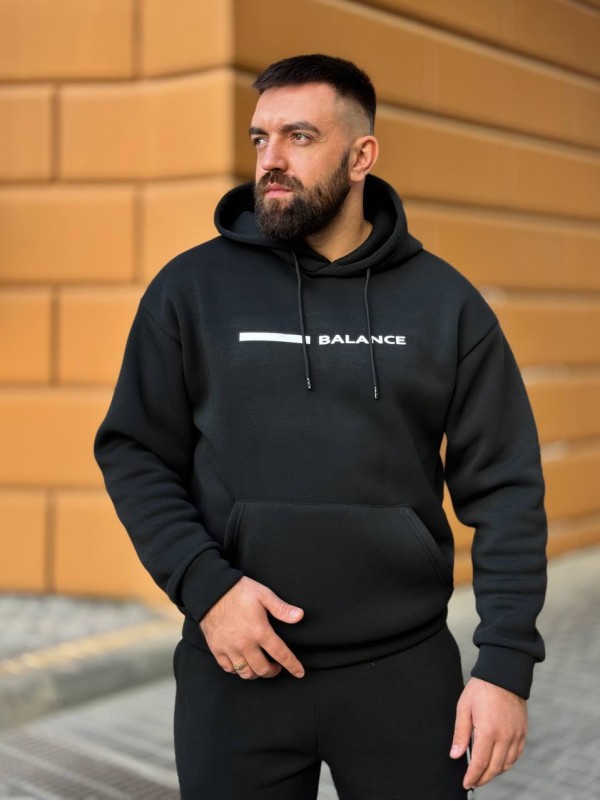 Теплий чоловічий костюм з написом чорного кольору 35070