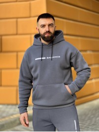 Теплий чоловічий костюм з написом графiтового кольору 35071