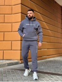 Теплий чоловічий костюм з написом графiтового кольору 35071