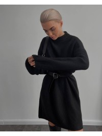 Ангорова сукня з поясом чорного кольору 35073