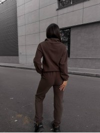 Жіночий костюм флісовий коричневого кольору 35075