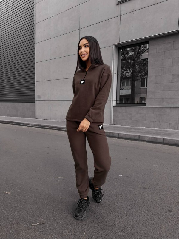 Жіночий костюм флісовий коричневого кольору 35075