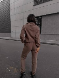 Жіночий костюм флісовий кавового кольору 35076