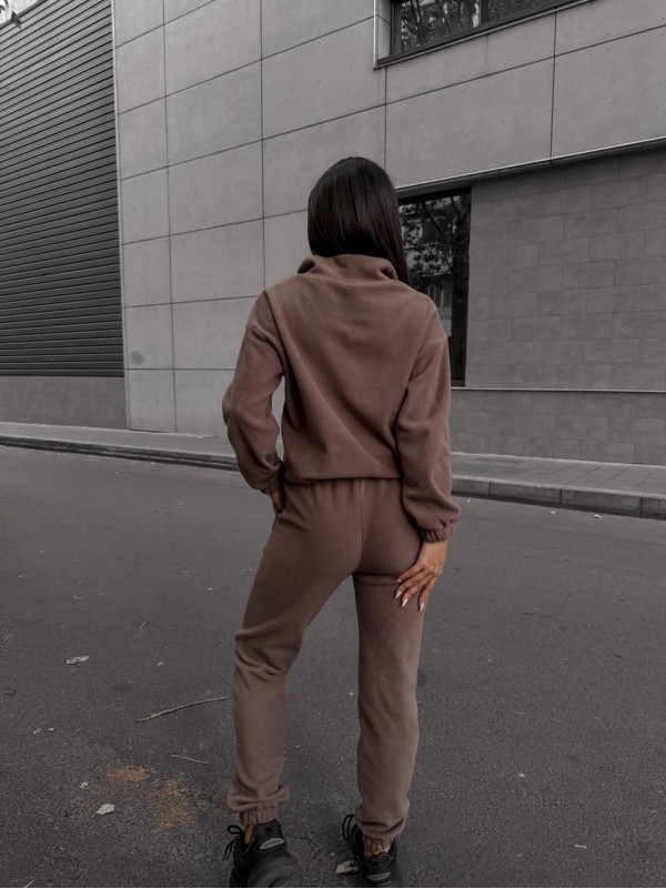 Жіночий костюм флісовий кавового кольору 35076