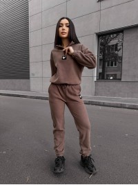 Жіночий костюм флісовий кавового кольору 35076