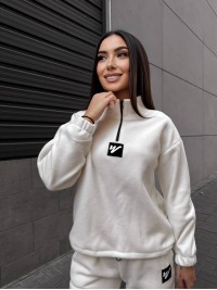 Жіночий костюм флісовий молочного кольору 35077