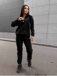 Жіночий костюм флісовий чорного кольору 35078