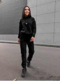 Жіночий костюм флісовий чорного кольору 35078