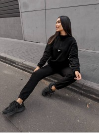 Жіночий костюм флісовий чорного кольору 35078