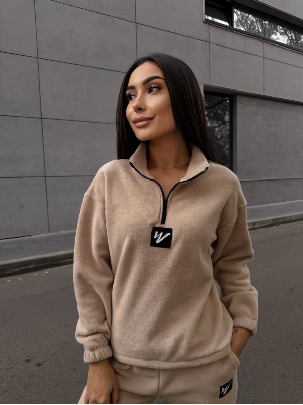 Жіночий костюм флісовий бежевого кольору 35079