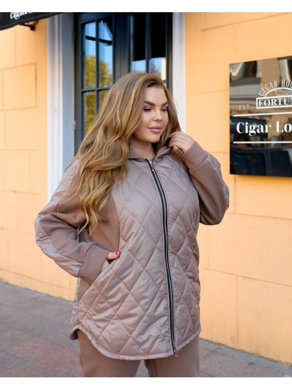 Жіночий теплий костюм штани+куртка кавового кольору 35084