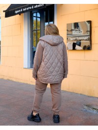 Жіночий теплий костюм штани+куртка кавового кольору 35084