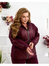 Жіночий теплий костюм штани джогери+куртка бордового кольору 35094