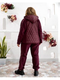 Жіночий теплий костюм штани джогери+куртка бордового кольору 35094