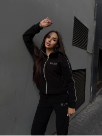 Жіночий костюм флісовий чорного кольору 35104