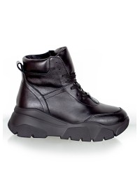 Жіночі шкіряні спортивні черевики (байка) чорного кольору 35108