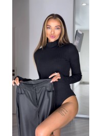 Теплий боді зі стойкою на горлі чорного кольору 35118