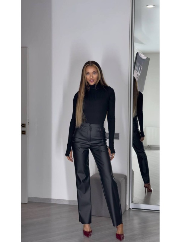 Теплий боді зі стойкою на горлі чорного кольору 35118