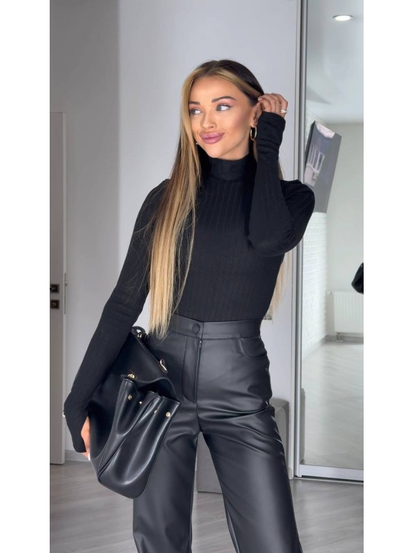 Теплий боді зі стойкою на горлі чорного кольору 35118