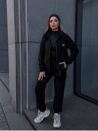 Жіночий теплий костюм на змiйцi чорного кольору 35122