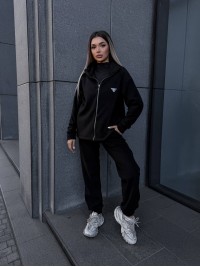 Жіночий теплий костюм на змiйцi чорного кольору 35122