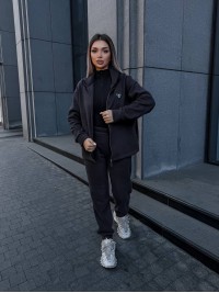 Жіночий теплий костюм на змiйцi графiтового кольору 35123