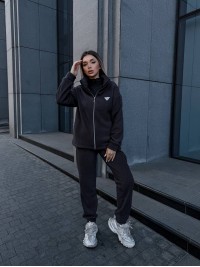 Жіночий теплий костюм на змiйцi графiтового кольору 35123