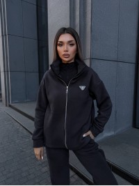 Жіночий теплий костюм на змiйцi графiтового кольору 35123