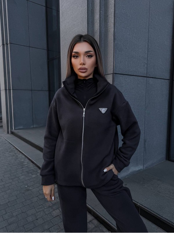 Жіночий теплий костюм на змiйцi графiтового кольору 35123