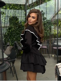 Сукня міні з воланами чорного кольору 35124