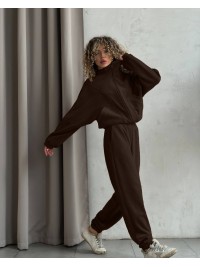 Жіночий теплий костюм на змiйцi коричневого кольору 35136