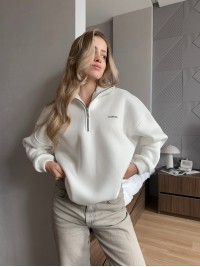 Жіноче худі вільного крою молочного кольору 35138