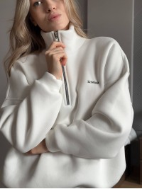 Жіноче худі вільного крою молочного кольору 35138