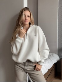 Жіноче худі вільного крою молочного кольору 35138