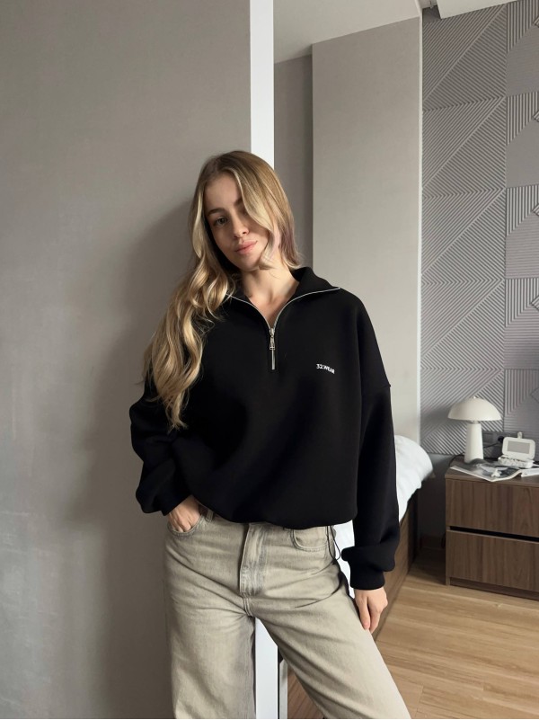 Жіноче худі вільного крою чорного кольору 35139