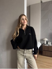 Жіноче худі вільного крою чорного кольору 35139