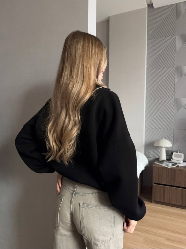 Жіноче худі вільного крою чорного кольору 35139