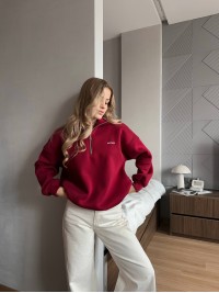 Жіноче худі вільного крою бордового кольору 35140
