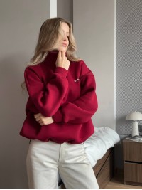 Жіноче худі вільного крою бордового кольору 35140