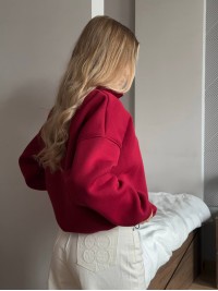 Жіноче худі вільного крою бордового кольору 35140