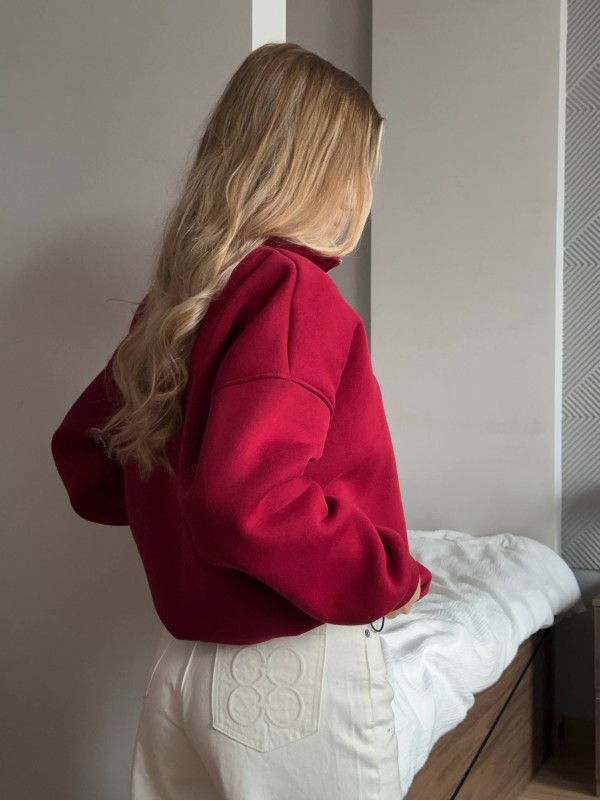 Жіноче худі вільного крою бордового кольору 35140