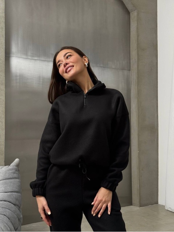 Жіночий теплий костюм чорного кольору 35144