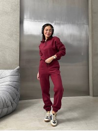 Жіночий теплий костюм бордового кольору 35146