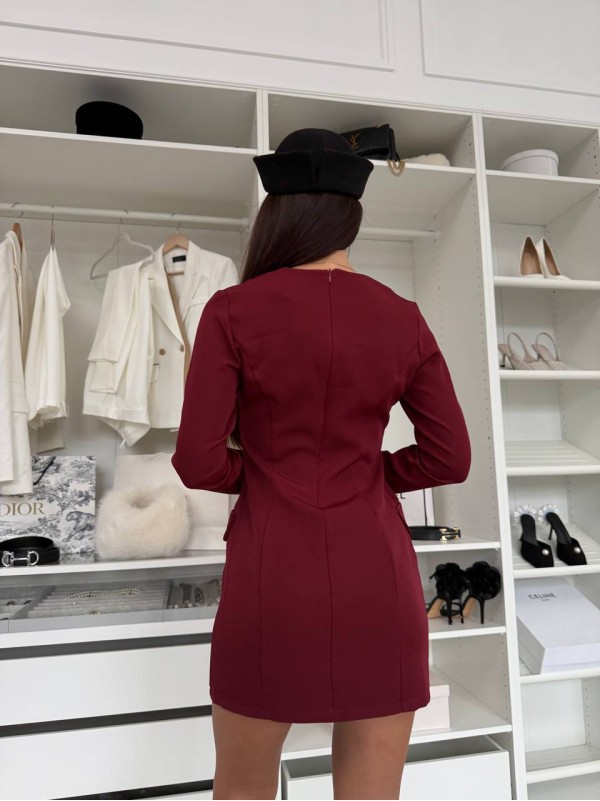 Класична сукня мiнi бордового кольору 35152