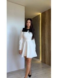 Класична сукня мiнi з комiром молочного кольору 35164